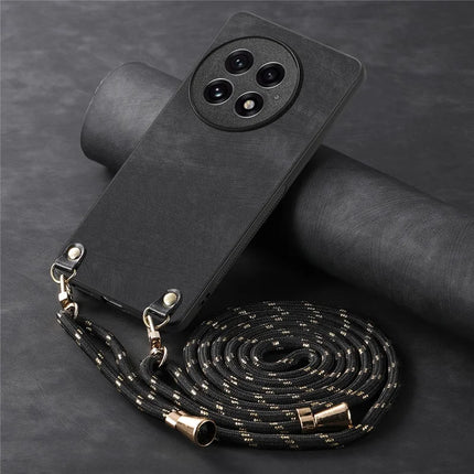 For OnePlus 13 Retro Leather Phone Back Cover with Adjustable Strap