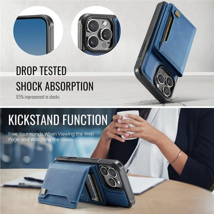 For iPhone 16 Pro Max Case AUTSPACE A13 Vintage Leather Back Cover with Magnetic Detachable Card Bag