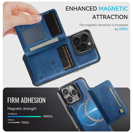 For iPhone 16 Pro Max Case AUTSPACE A13 Vintage Leather Back Cover with Magnetic Detachable Card Bag