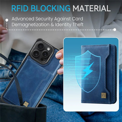 For iPhone 16 Pro Max Case AUTSPACE A13 Vintage Leather Back Cover with Magnetic Detachable Card Bag
