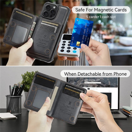 For iPhone 16 Pro Max Case AUTSPACE A13 Vintage Leather Back Cover with Magnetic Detachable Card Bag