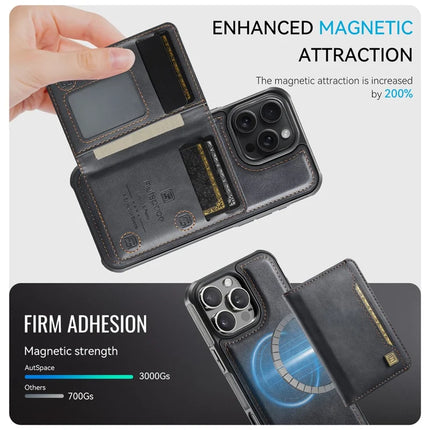 For iPhone 16 Pro Max Case AUTSPACE A13 Vintage Leather Back Cover with Magnetic Detachable Card Bag