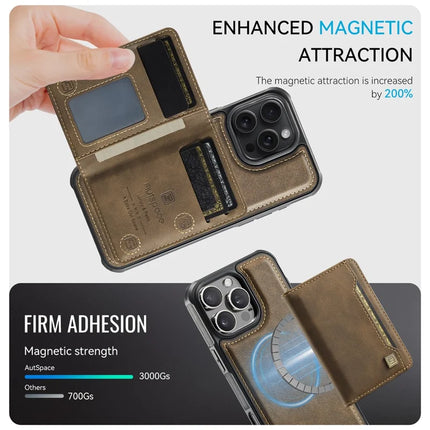For iPhone 16 Pro Max Case AUTSPACE A13 Vintage Leather Back Cover with Magnetic Detachable Card Bag