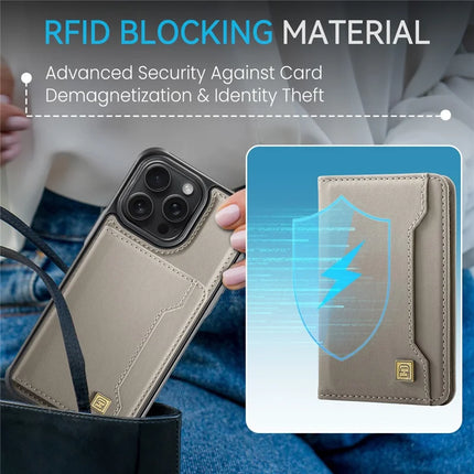 For iPhone 16 Pro Max Case AUTSPACE A13 Vintage Leather Back Cover with Magnetic Detachable Card Bag