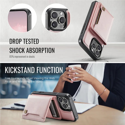 For iPhone 16 Pro Max Case AUTSPACE A13 Vintage Leather Back Cover with Magnetic Detachable Card Bag