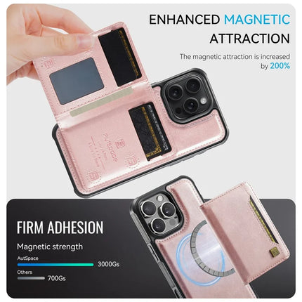 For iPhone 16 Pro Max Case AUTSPACE A13 Vintage Leather Back Cover with Magnetic Detachable Card Bag