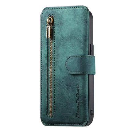 For Samsung Galaxy S22 5G Leather Phone Back Cover with RFID Blocking Zipper Wallet Kickstand
