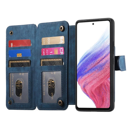 For Samsung Galaxy S22 5G Leather Phone Back Cover with RFID Blocking Zipper Wallet Kickstand