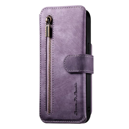 For Samsung Galaxy S23 Leather Phone Back Cover with RFID Blocking Zipper Wallet Kickstand