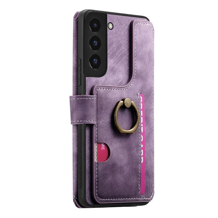 For Samsung Galaxy S23 Leather Phone Back Cover with RFID Blocking Zipper Wallet Kickstand