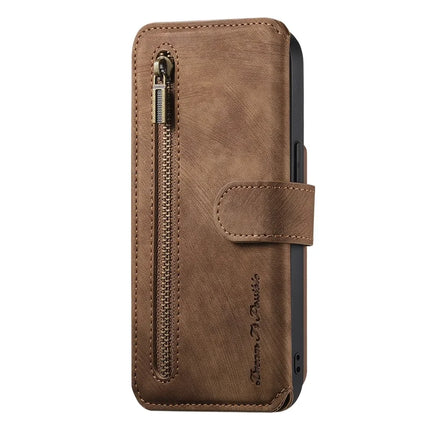 For Samsung Galaxy S23 Leather Phone Back Cover with RFID Blocking Zipper Wallet Kickstand