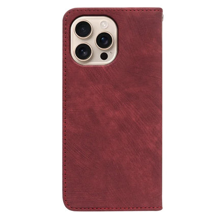 For iPhone 16 Pro Case Strong Magnetic Leather Wallet Phone Cover with Striped Texture