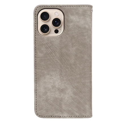 For iPhone 16 Pro Case Strong Magnetic Leather Wallet Phone Cover with Striped Texture