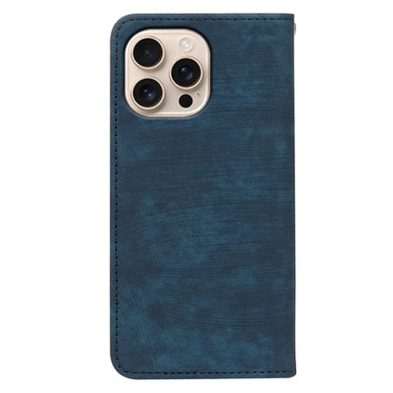 For iPhone 16 Pro Case Strong Magnetic Leather Wallet Phone Cover with Striped Texture