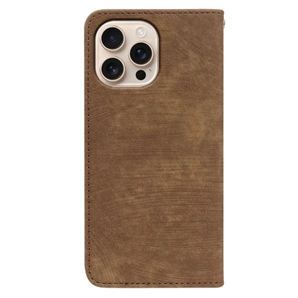 For iPhone 16 Pro Case Strong Magnetic Leather Wallet Phone Cover with Striped Texture