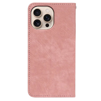 For iPhone 16 Pro Case Strong Magnetic Leather Wallet Phone Cover with Striped Texture