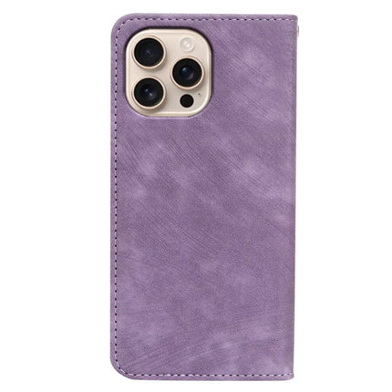 For iPhone 16 Pro Case Strong Magnetic Leather Wallet Phone Cover with Striped Texture