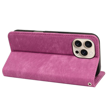 For iPhone 16 Pro Case Strong Magnetic Leather Wallet Phone Cover with Striped Texture