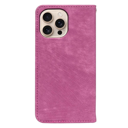 For iPhone 16 Pro Case Strong Magnetic Leather Wallet Phone Cover with Striped Texture