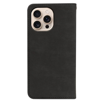 For iPhone 16 Pro Case Strong Magnetic Leather Wallet Phone Cover with Striped Texture