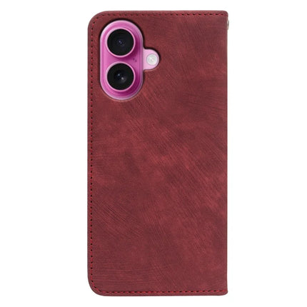 For iPhone 16 Plus Case Strong Magnetic Leather Wallet Phone Cover with Striped Texture