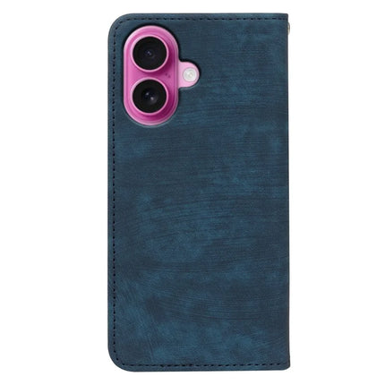 For iPhone 16 Plus Case Strong Magnetic Leather Wallet Phone Cover with Striped Texture
