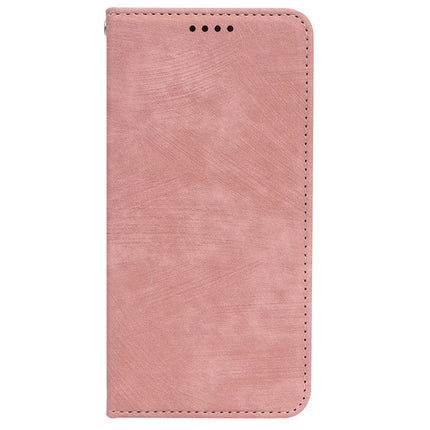 For iPhone 16 Plus Case Strong Magnetic Leather Wallet Phone Cover with Striped Texture