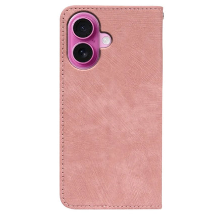 For iPhone 16 Plus Case Strong Magnetic Leather Wallet Phone Cover with Striped Texture