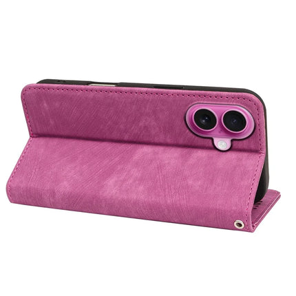 For iPhone 16 Plus Case Strong Magnetic Leather Wallet Phone Cover with Striped Texture