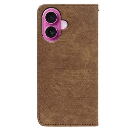 For iPhone 16 Plus Case Strong Magnetic Leather Wallet Phone Cover with Striped Texture