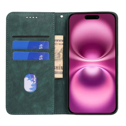 For iPhone 16 Case Strong Magnetic Leather Wallet Phone Cover with Striped Texture