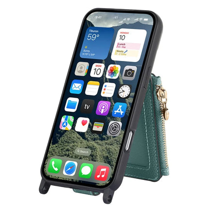 For iPhone 16 Pro Max Case Card Holder Kickstand Leather Back Cover with Shoulder Strap