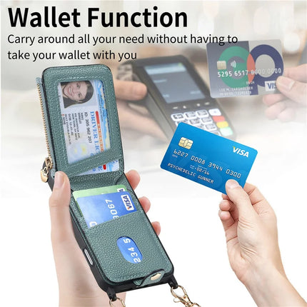 For iPhone 16 Pro Max Case Card Holder Kickstand Leather Back Cover with Shoulder Strap