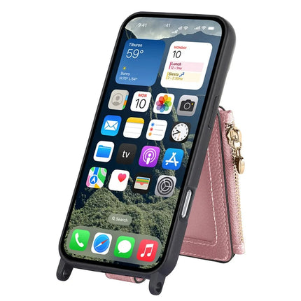 For iPhone 16 Pro Max Case Card Holder Kickstand Leather Back Cover with Shoulder Strap