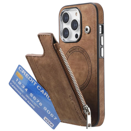 For iPhone 13 Pro Max Magnetic Case Card Holder Kickstand TPU + Leather Back Cover
