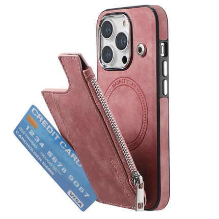 For iPhone 13 Pro Max Magnetic Case Card Holder Kickstand TPU + Leather Back Cover