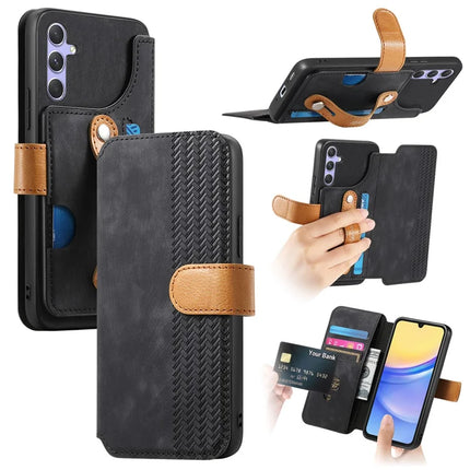 For Samsung Galaxy S23 FE Case Wallet Retro Leather Phone Cover with Wristband Kickstand - Black