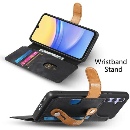 For Samsung Galaxy S23 FE Case Wallet Retro Leather Phone Cover with Wristband Kickstand