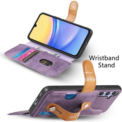 For Samsung Galaxy S23 FE Case Wallet Retro Leather Phone Cover with Wristband Kickstand