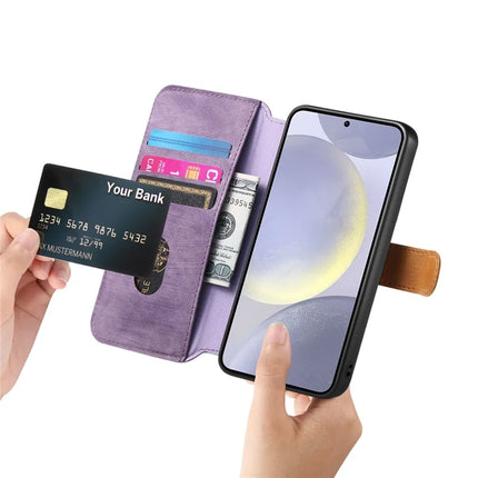For Samsung Galaxy S23 FE Case Wallet Retro Leather Phone Cover with Wristband Kickstand