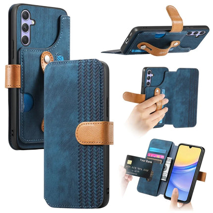 For Samsung Galaxy S23 FE Case Wallet Retro Leather Phone Cover with Wristband Kickstand - Blue