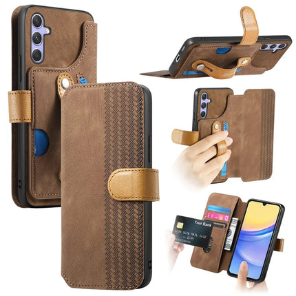 For Samsung Galaxy S23 FE Case Wallet Retro Leather Phone Cover with Wristband Kickstand - Brown