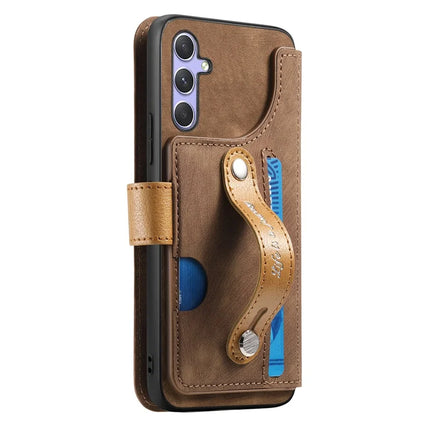 For Samsung Galaxy S23 FE Case Wallet Retro Leather Phone Cover with Wristband Kickstand