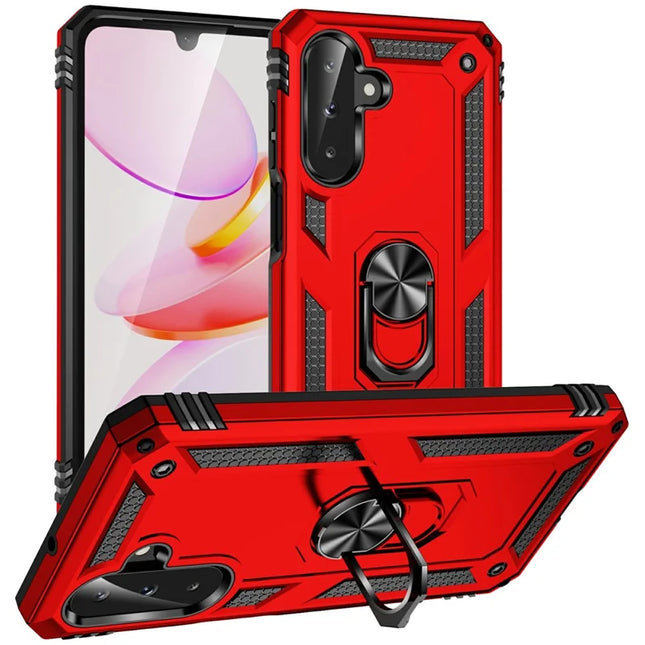 For Samsung Galaxy A26 5G Case PC + TPU Phone Cover with Rotary Ring Kickstand - Red