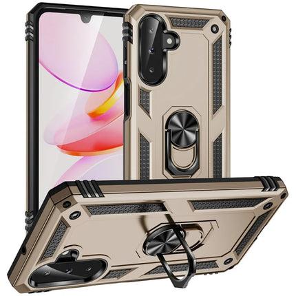 For Samsung Galaxy A26 5G Case PC + TPU Phone Cover with Rotary Ring Kickstand - Gold