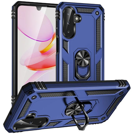 For Samsung Galaxy A26 5G Case PC + TPU Phone Cover with Rotary Ring Kickstand - Blue