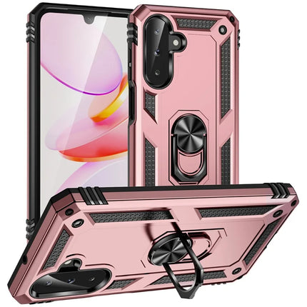 For Samsung Galaxy A26 5G Case PC + TPU Phone Cover with Rotary Ring Kickstand - Rose Gold