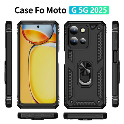 For Motorola Moto G 5G (2025) Case PC + TPU Phone Cover with Rotary Ring Kickstand