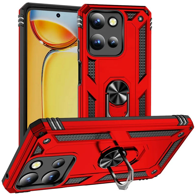 For Motorola Moto G 5G (2025) Case PC + TPU Phone Cover with Rotary Ring Kickstand - Red