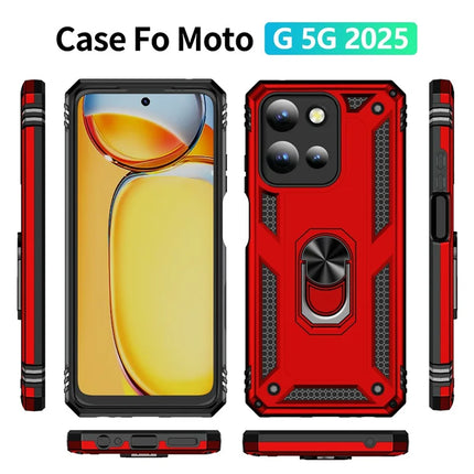 For Motorola Moto G 5G (2025) Case PC + TPU Phone Cover with Rotary Ring Kickstand